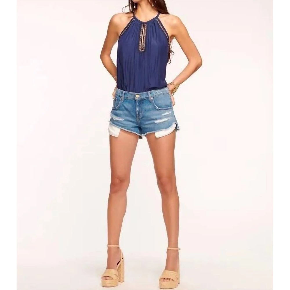 NWT Ramy Brook Christy‎ Boyfriend Denim Shorts Medium Wash Sz 32 $195